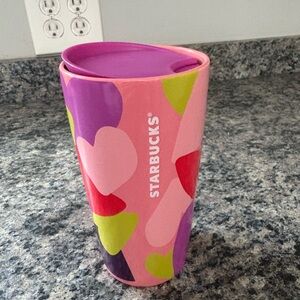 Starbucks 2022 Valentine Hearts Double Wall Ceramic Travel Tumbler 12oz Pink